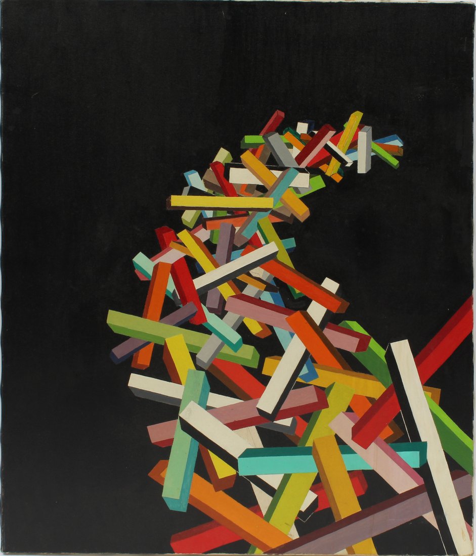 Vintage Mid Century Modern Geometric Abstract Painting (1 of 4)