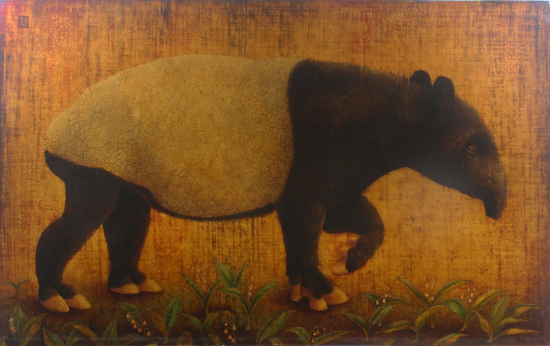 Lacquer Depiction of a Malayan Tapir Chinese Painting (1 of 6)