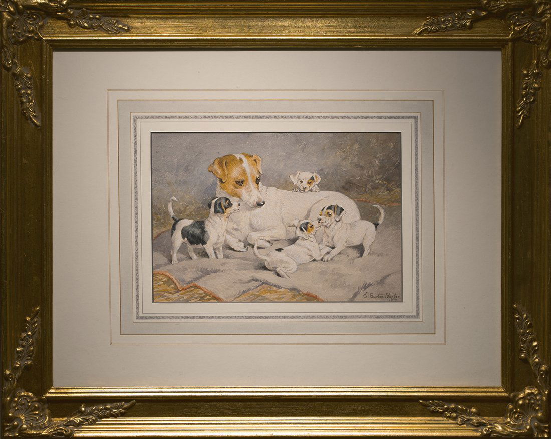 Charles Burton Barber Signed Dog Animal Rare Painting (1 of 6)