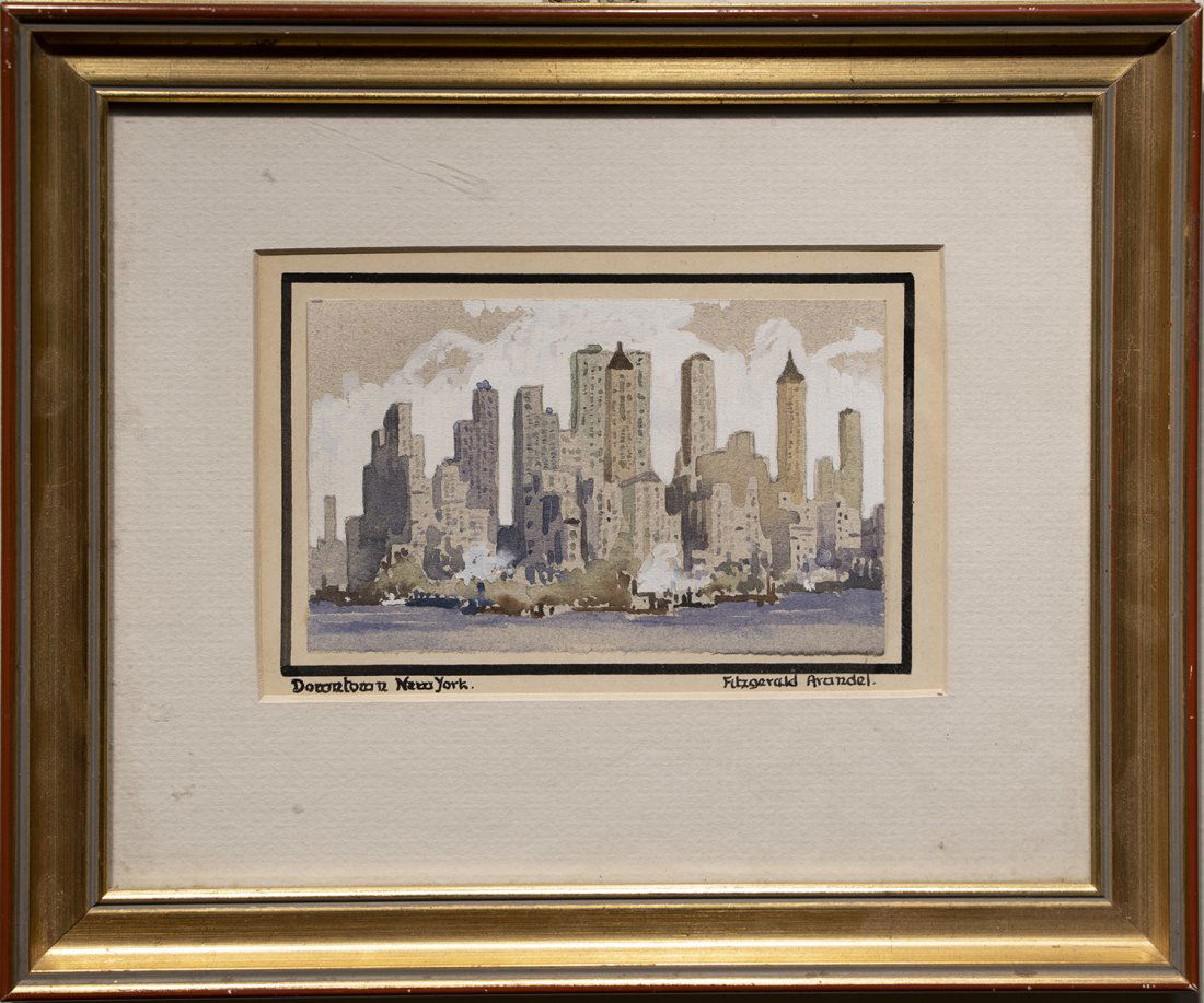 Antique Modern Watercolor Painting of New York City (1 of 5)