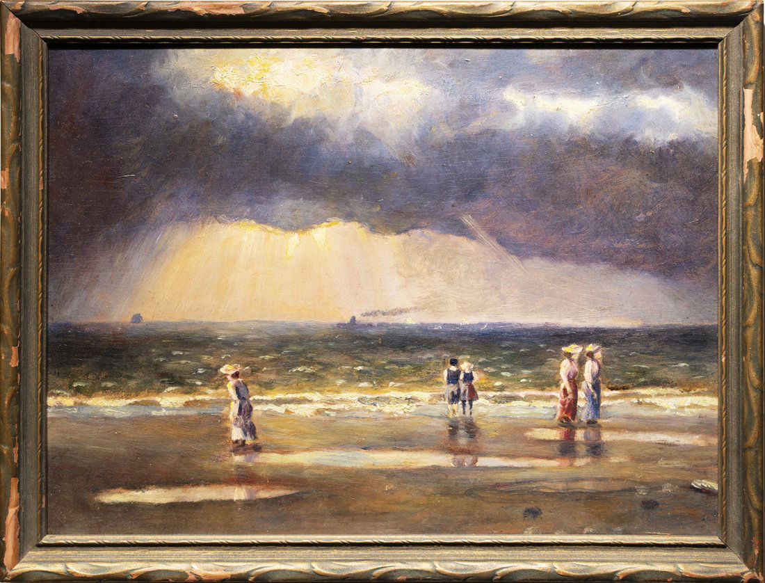 Antique Impressionist Beach Seascape Original Painting (1 of 6)