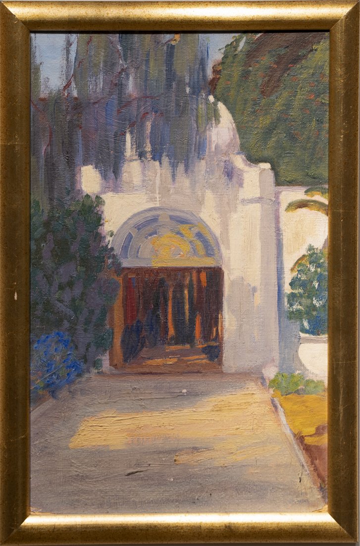 Antique Orientalist Oil Painting Doorway Sketch (1 of 6)