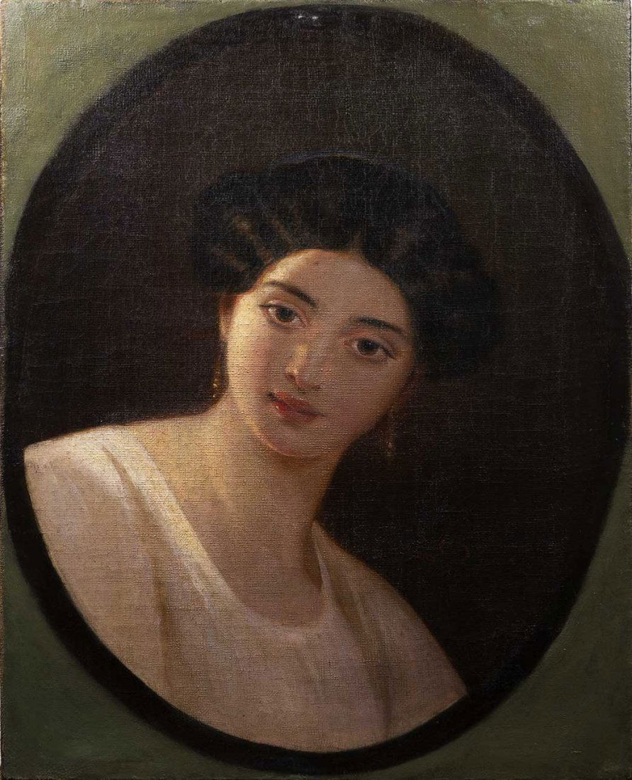 Antique American School Portrait Painting Young Woman (1 of 5)