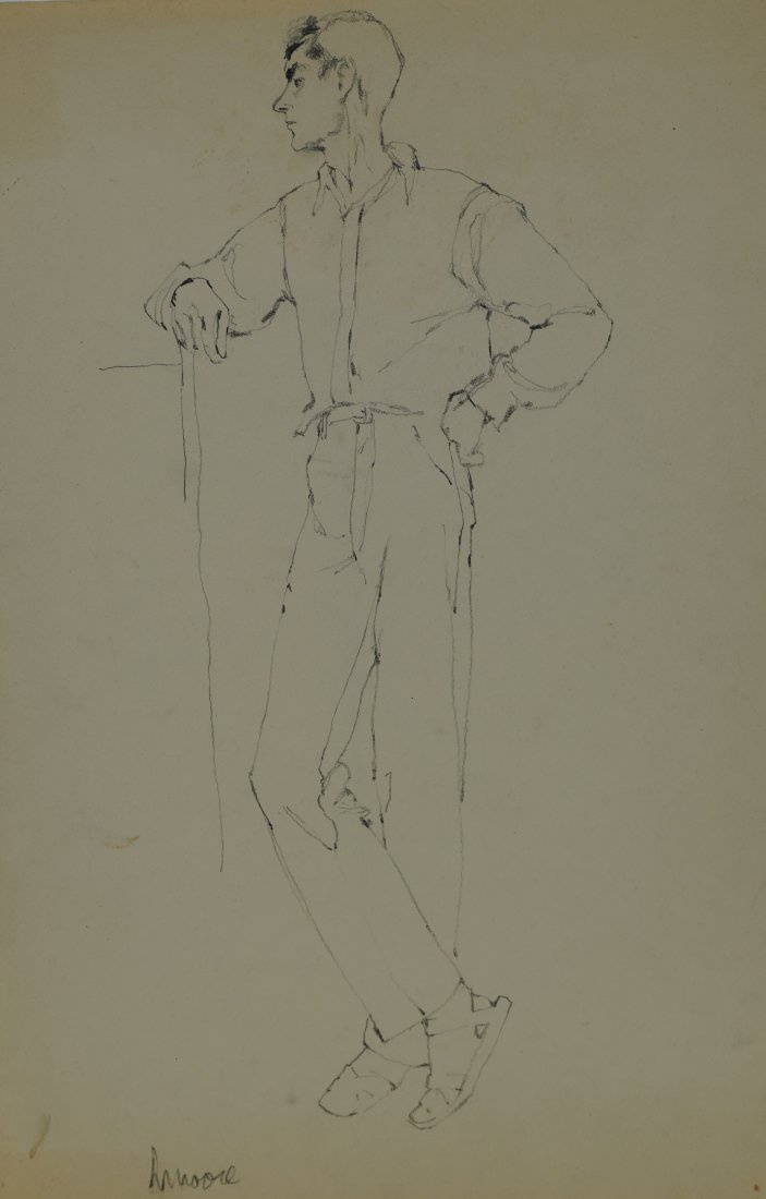 Henry Moore Pencil Sketch Portrait of Man (1 of 6)