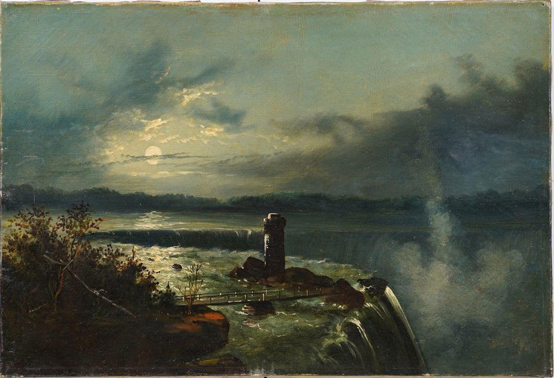Antique Niagara Falls Terrapin Point Moonlit Painting (1 of 6)