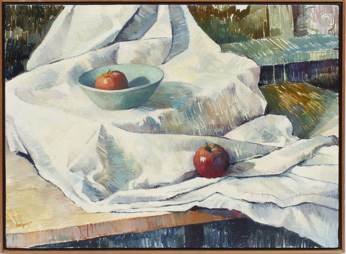 Vintage American Modernist Apple Still Life Painting (1 of 6)