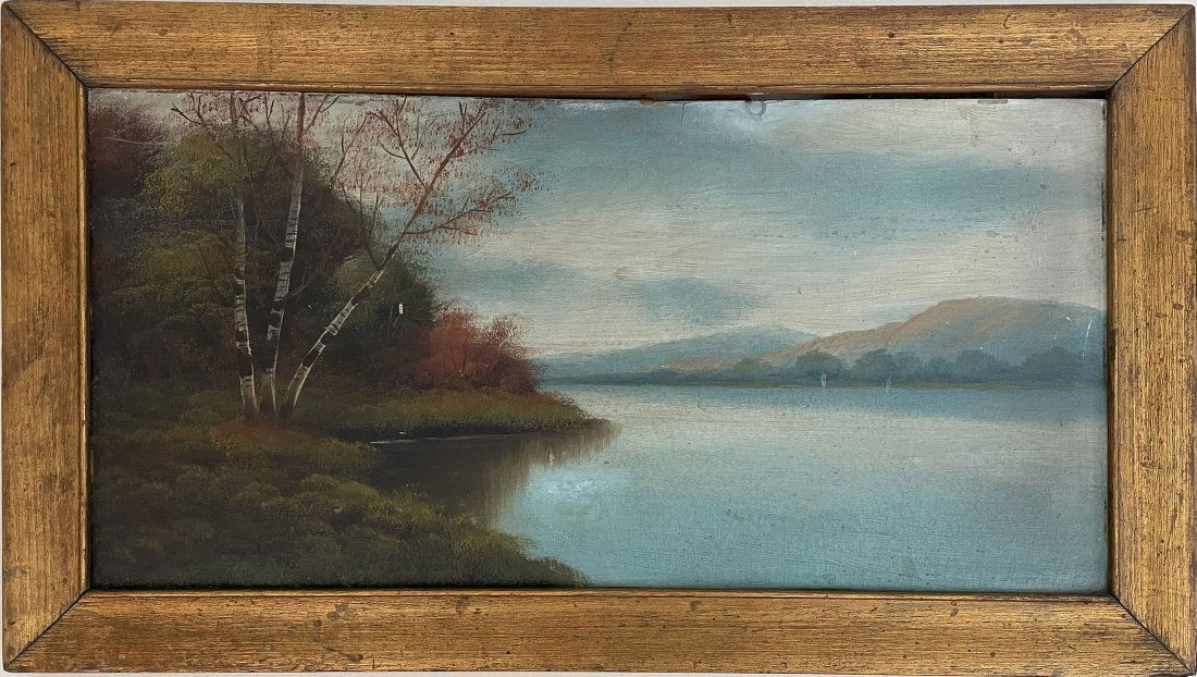 Antique Hudson River School  Landscape Gilded Oak Frame (1 of 5)
