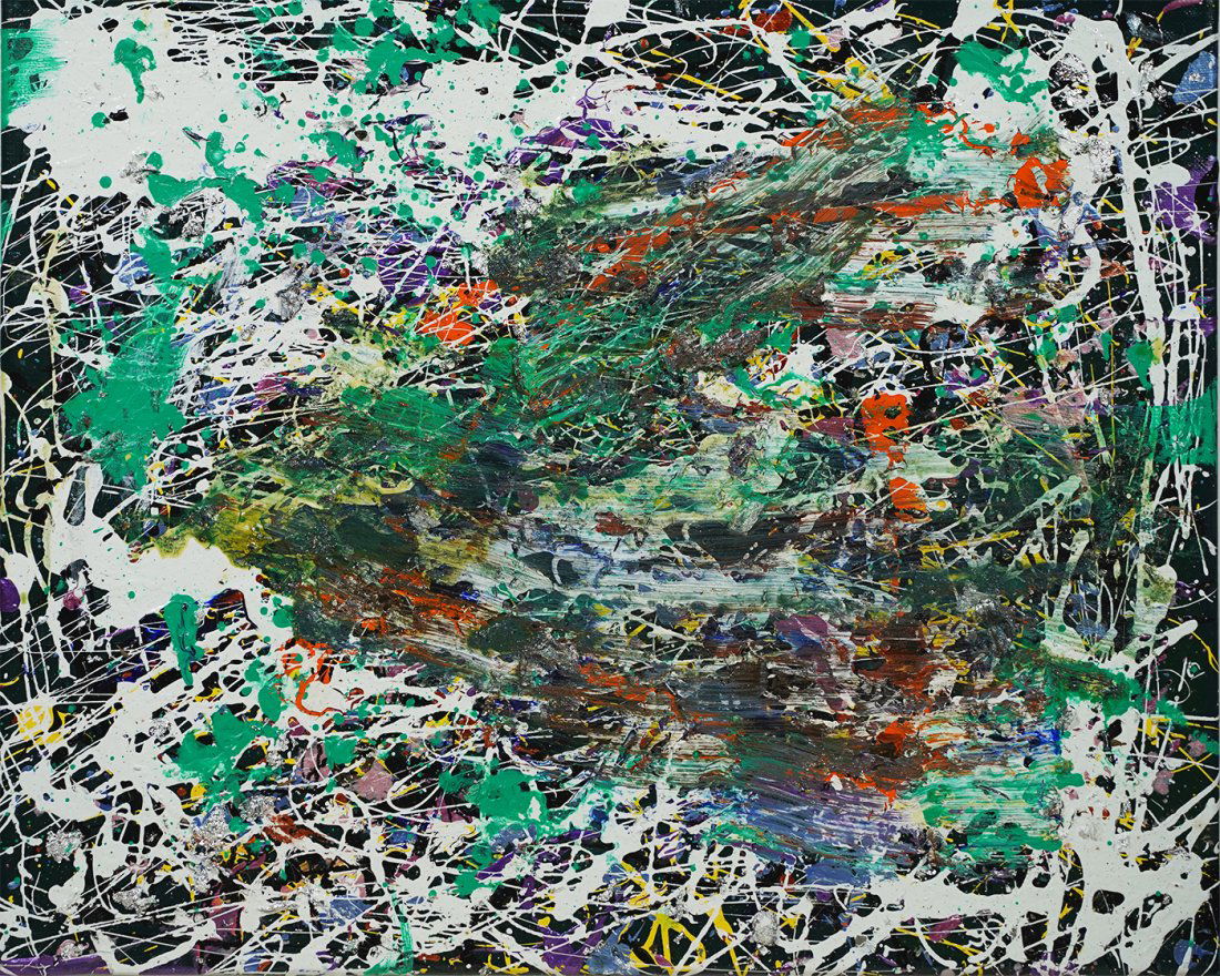 Vintage Modernist Oil Canvas Splatter Original Painting (1 of 5)