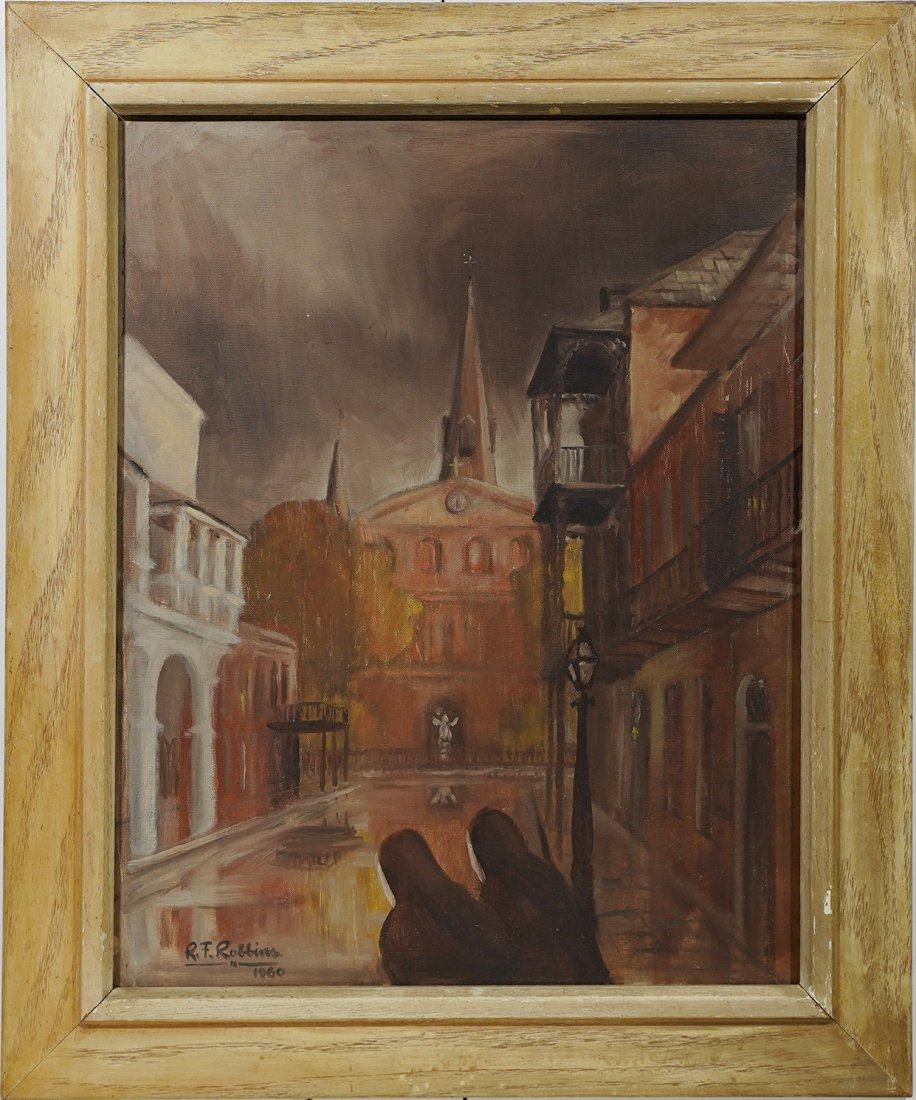 Antique New Orleans Courtyard Signed Early Oil Painting (1 of 8)