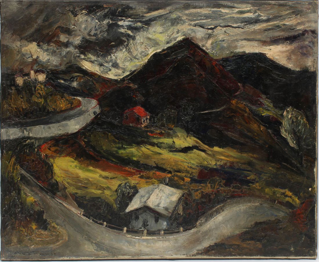 Antique California Mountain Impressionist Landscape (1 of 5)