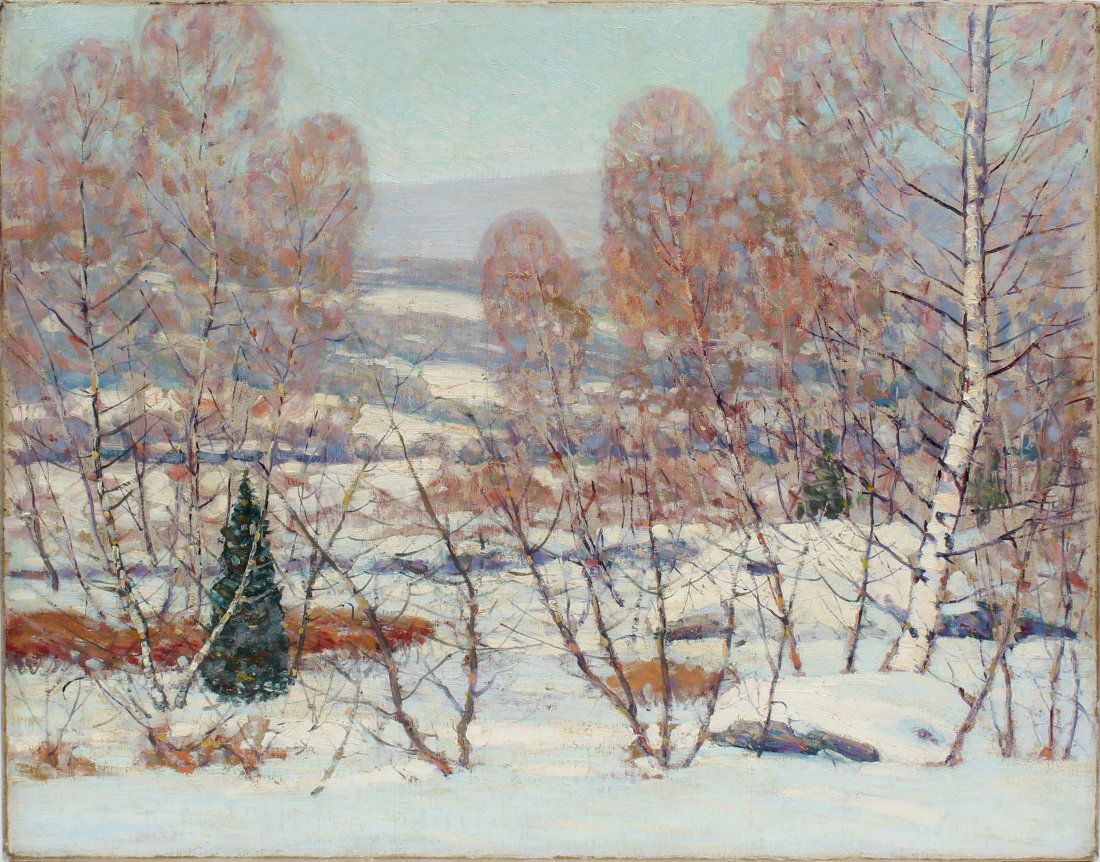 Antique Impressionist Winter Landscape Oil Painting (1 of 6)
