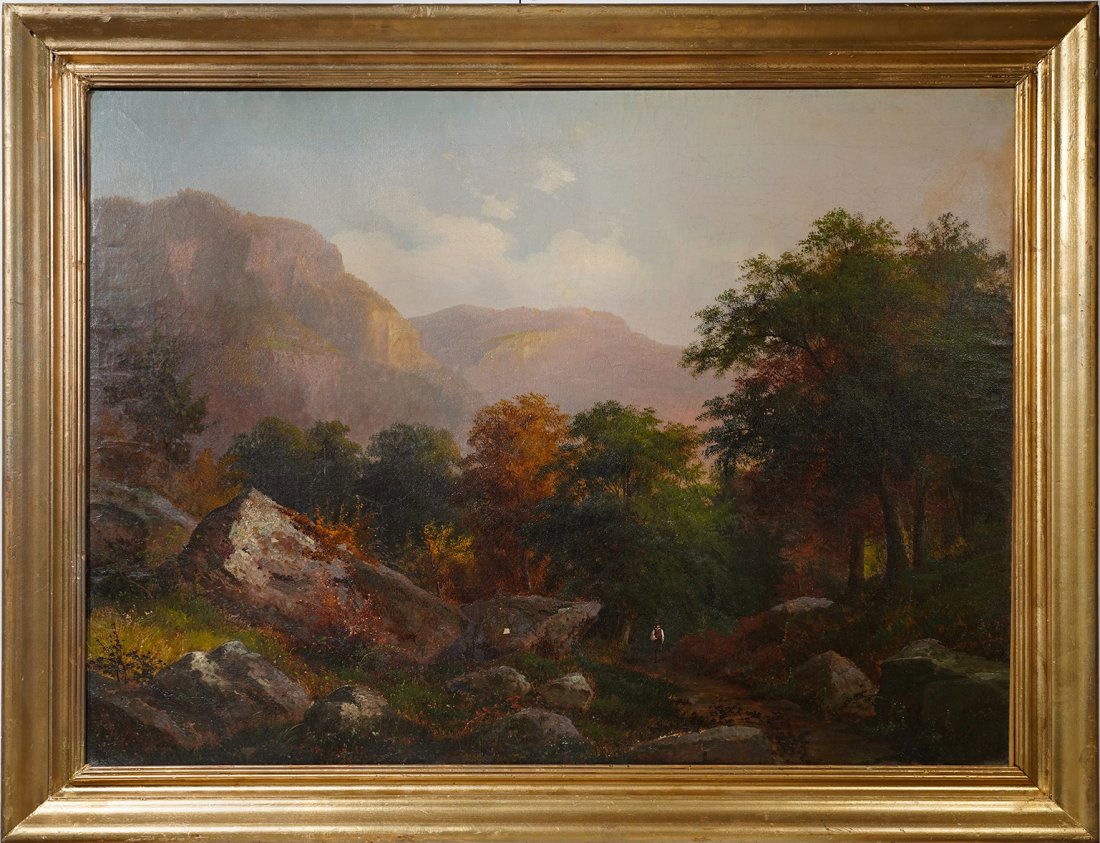 Large Hudson River School Autumn Landscape with Hiker (1 of 7)