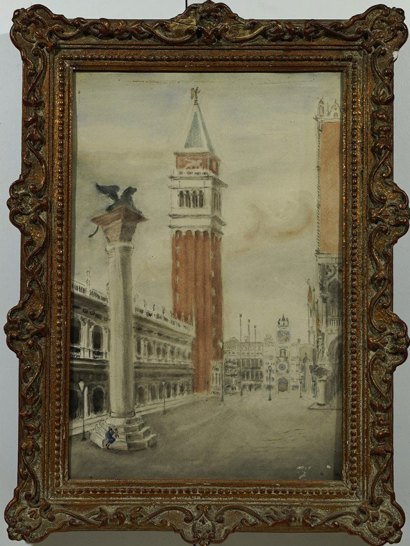 Column of San Marco Venice Italy Signed Watercolor (1 of 7)