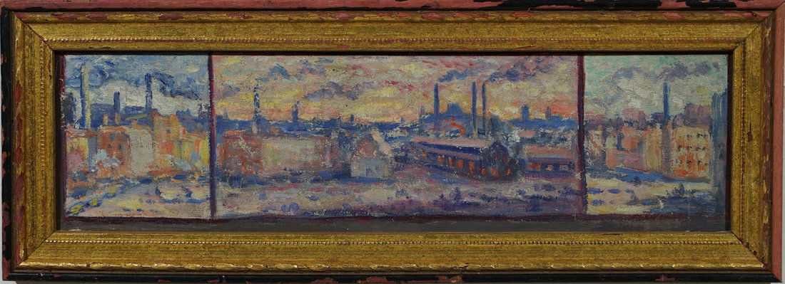 Antique American Modernist Industrial Cityscape Scene (1 of 7)