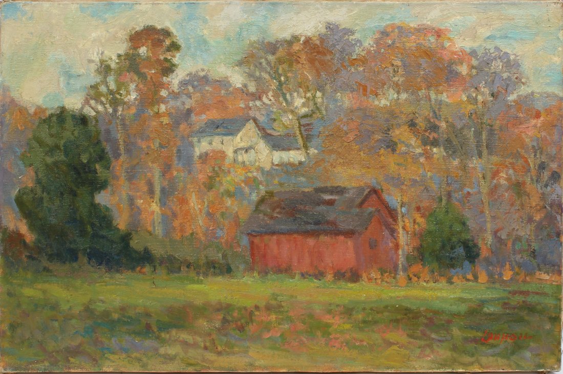 Bernard Lennon, Modernist Farm Landscape Oil Painting (1 of 7)
