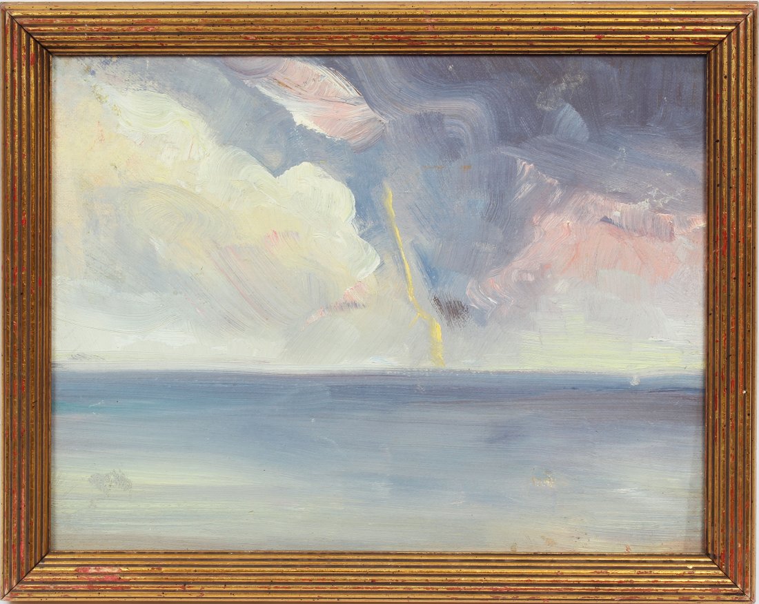 Modernist Ocean Seascape Lighting Strike Oil Painting (1 of 5)