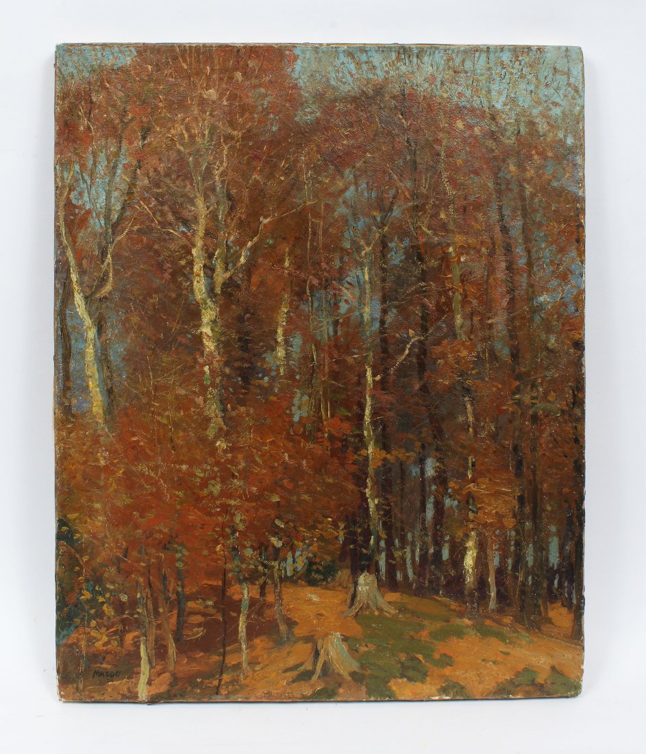 Antique American School Forest Interior Painting Mason (1 of 6)