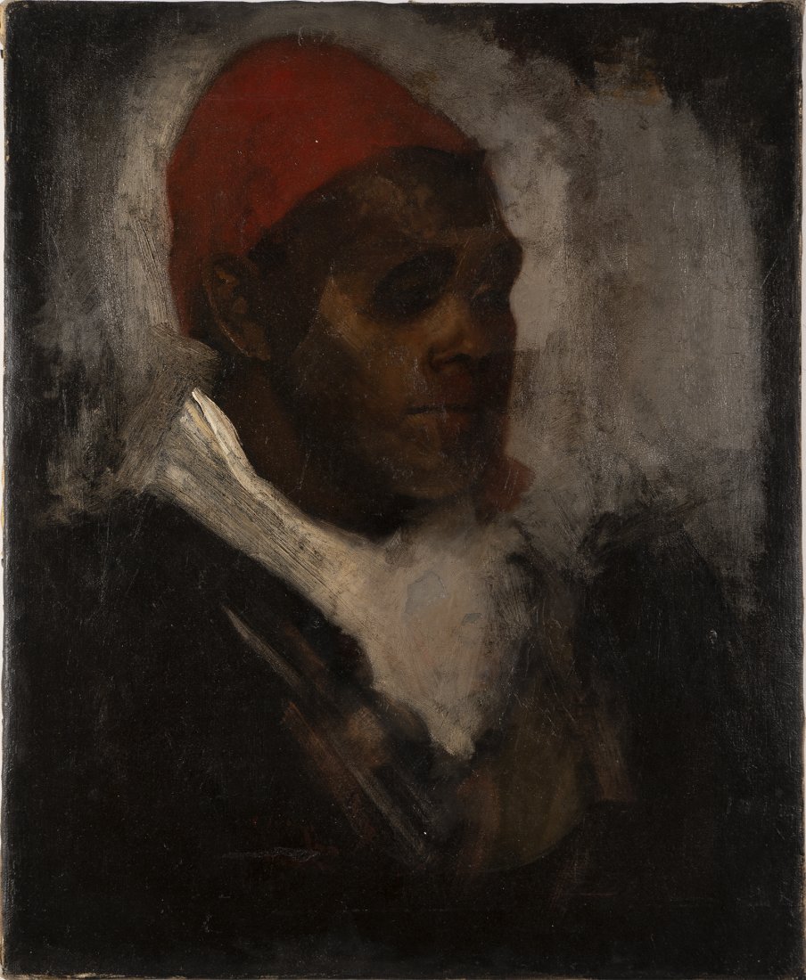 Antique American Impressionist Black Male Portrait Oil: Up for sale here is a really impressive late 19th century portrait. From our Amagansett, NY estate. Really well painted and feels like a master hand at work! We couldn't find a signature. Unframed. Im