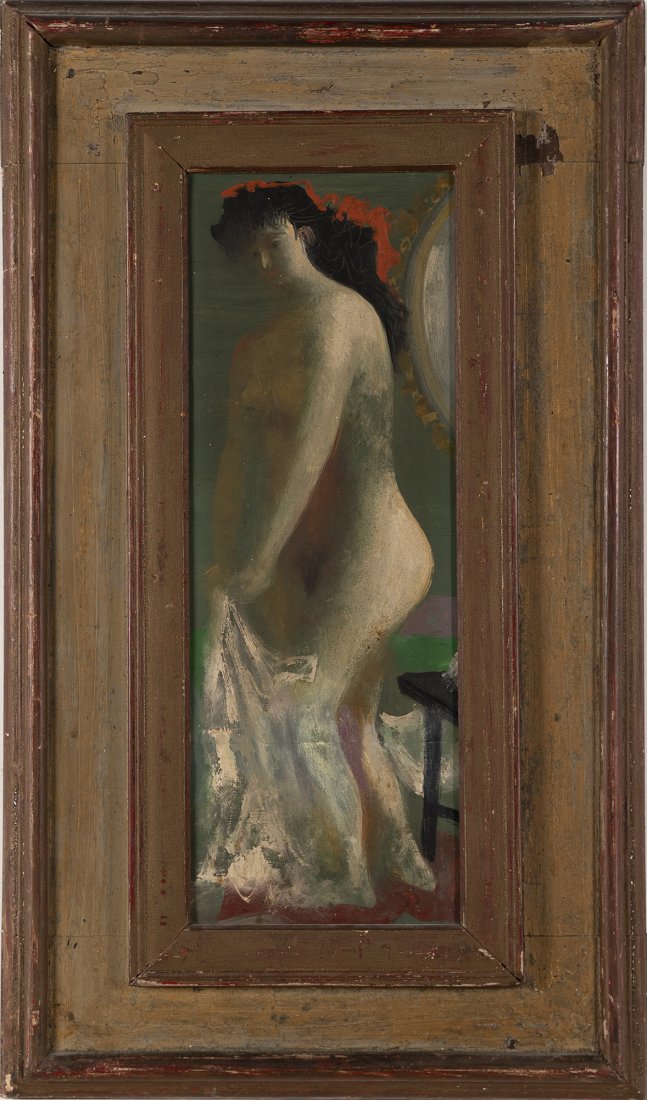Byron Browne Signed Modernist Nude Woman Portrait Oil: Up for sale here is a very nice nude painting by Byron (George Byron) Browne (1907 - 1961). Oil on board. Signed and dated verso. Framed. Image size, 16H x 6L