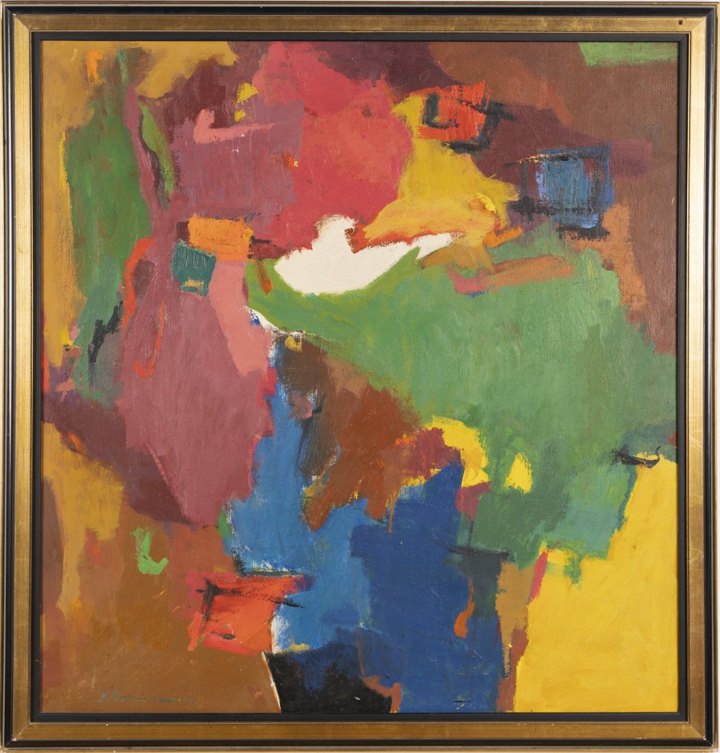 Woman Artist Abstract Expressionist Oil Painting: 36 x 34