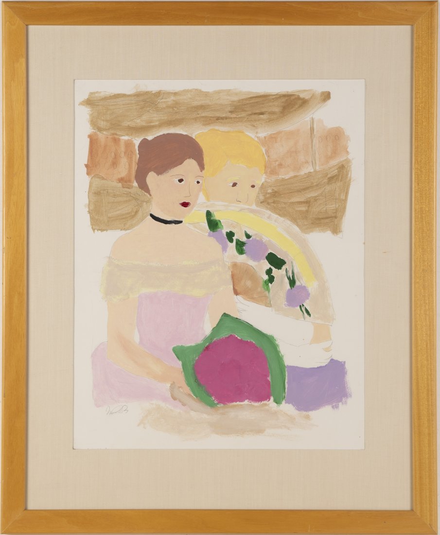 Signed American School Modernist Portrait Painting (1 of 5)