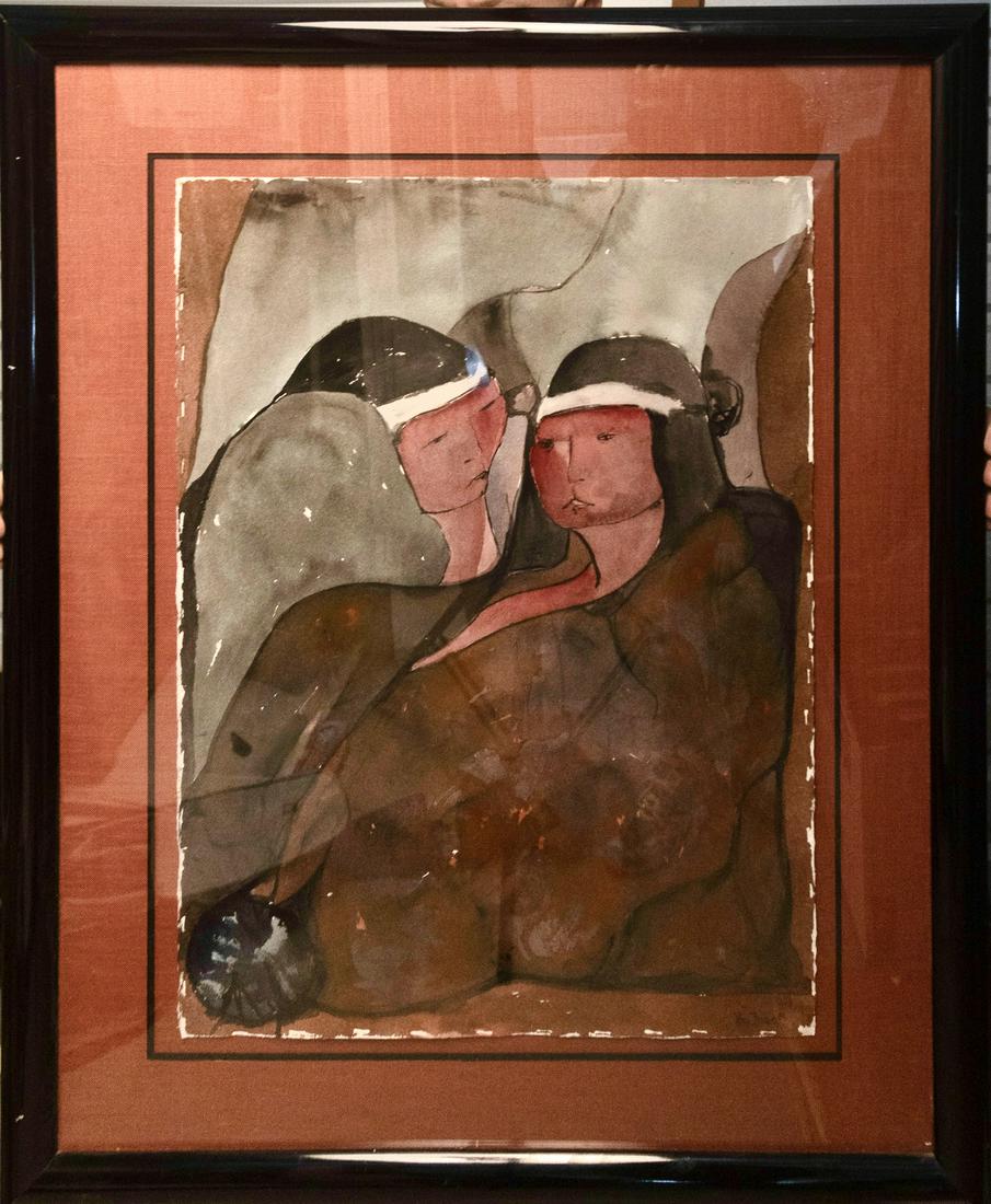 Latin American Modern Abstract Carlos Perez Franco: Carlos Perez Franco, Uruguay, SLR, Watercolor on paper, 1981, SLR, Image 30 in. x 22 in. Frame 41 in. x 34 in.