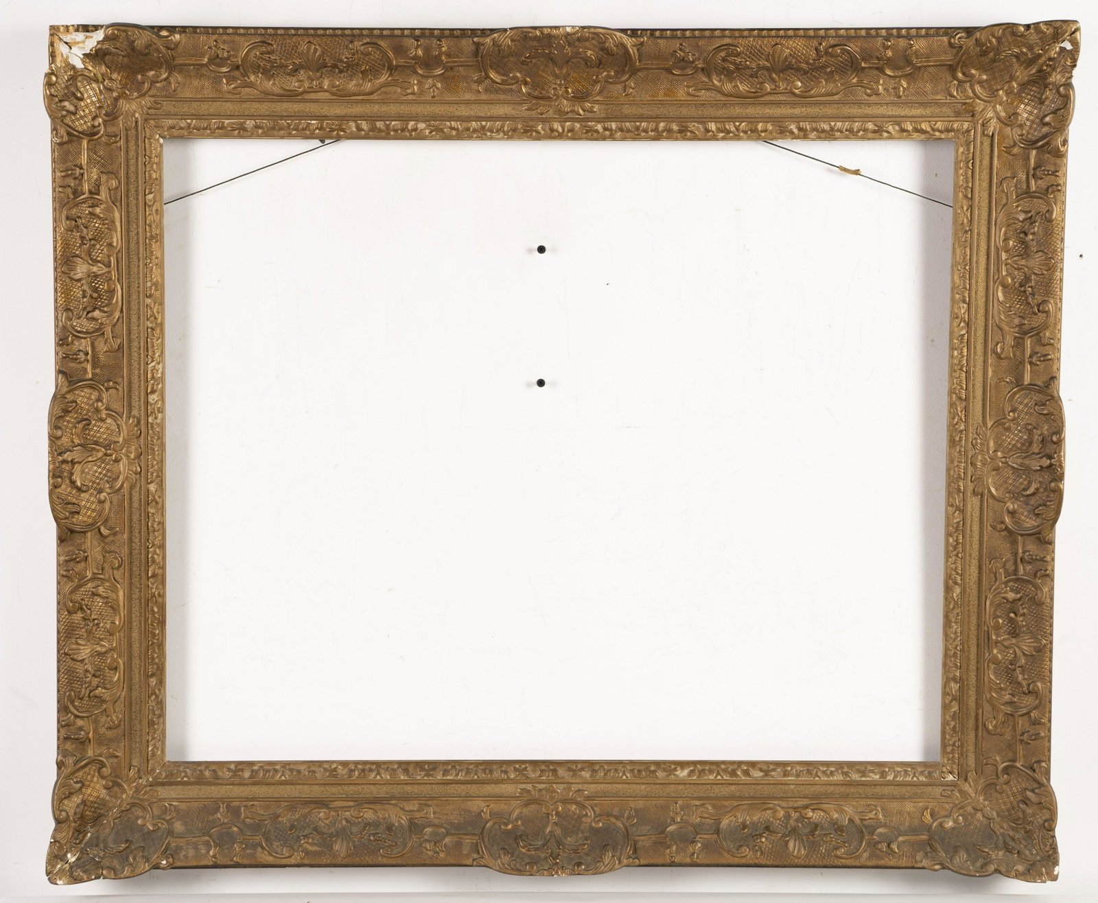 Antique French Impressionist Large Oil Painting frame: Antique gold oil painting frame. Condition as photographed. From a collection of a retired frame dealer in New York City!!! Some amazing frames!! Make sure you take a close look. Opening size, 32x"L x