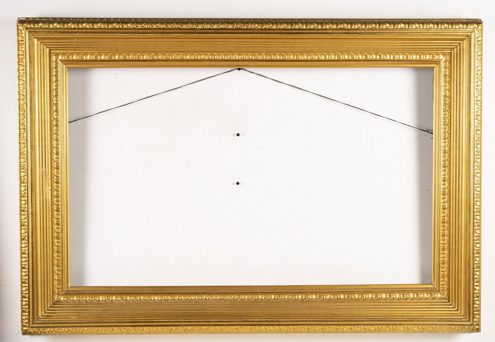 Large American Arts Crafts Impressionist Painting Frame: Antique American gold oil painting frame. Condition as photographed. From a collection of a retired frame dealer in New York City!!! Some amazing frames!! Make sure you take a close look. Opening size