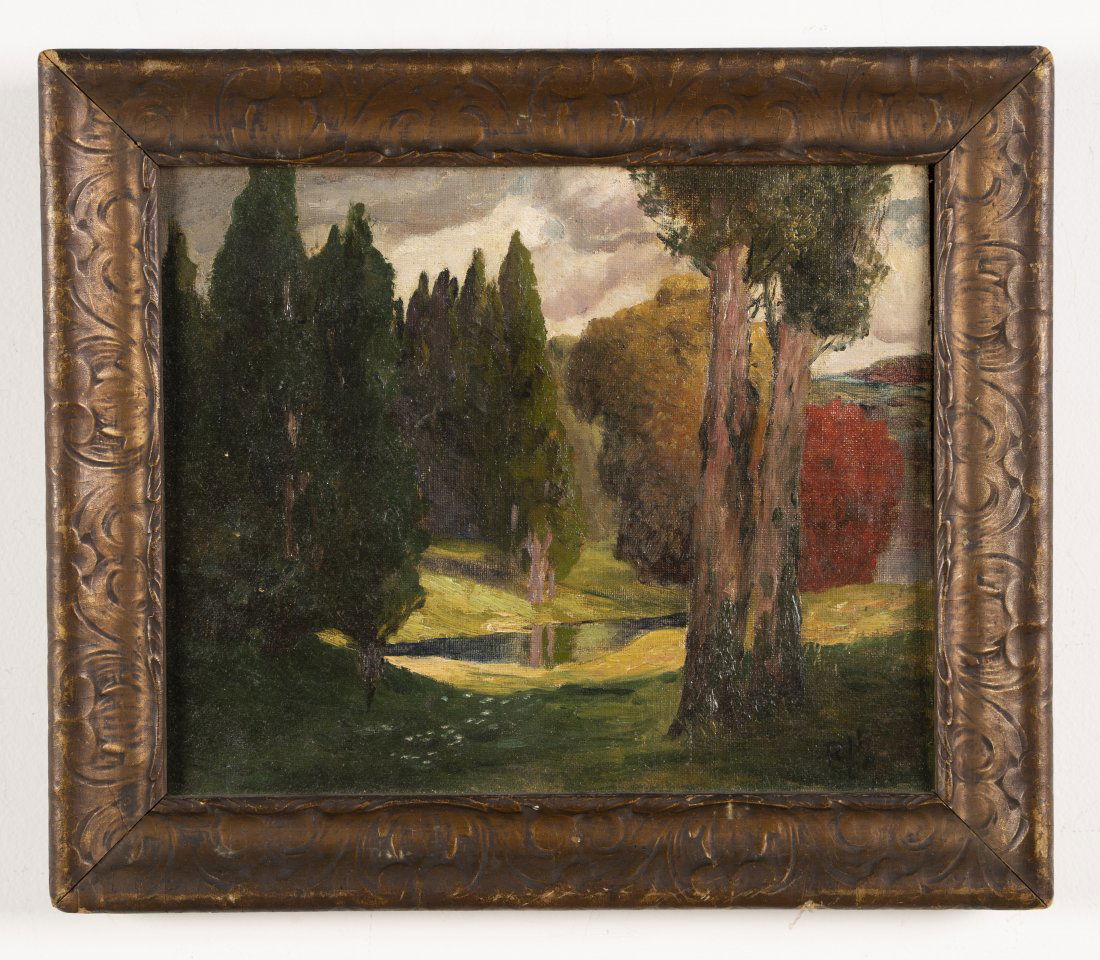 Antique Monogrammed American School Romantic Landscape (1 of 4)