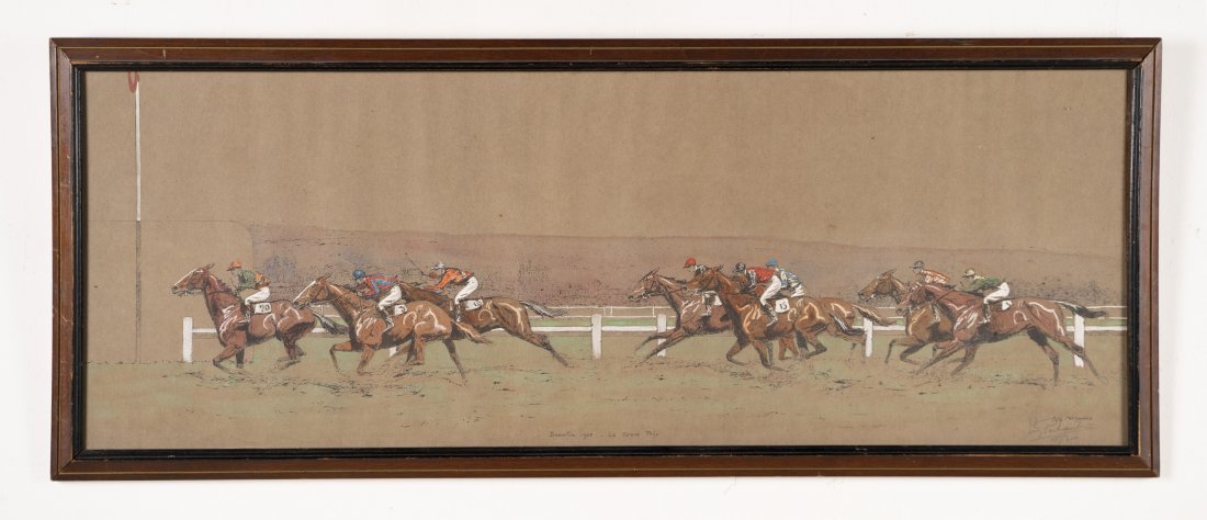 Antique American School Sporting Art Horse Race (1 of 8)