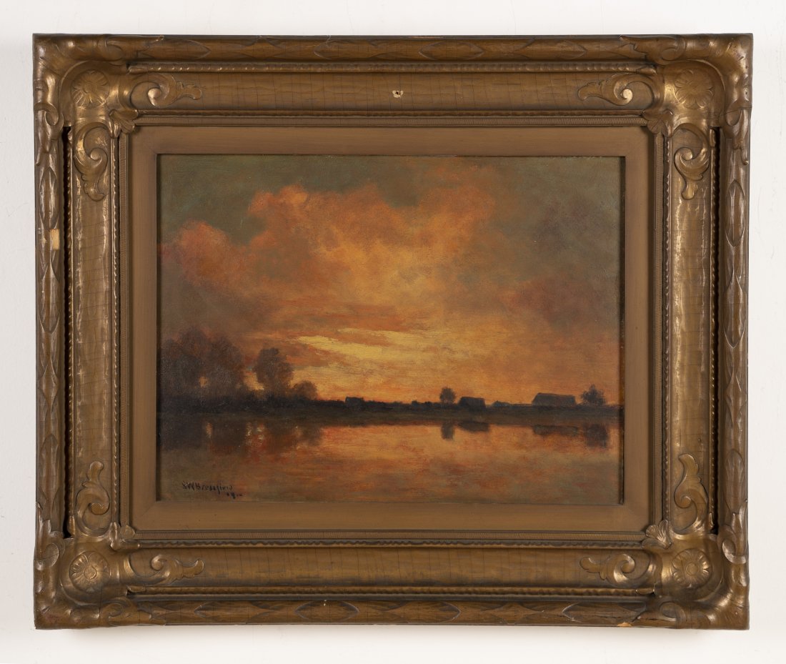 Blazing Sunset Landscape Signed Original Oil Painting (1 of 7)