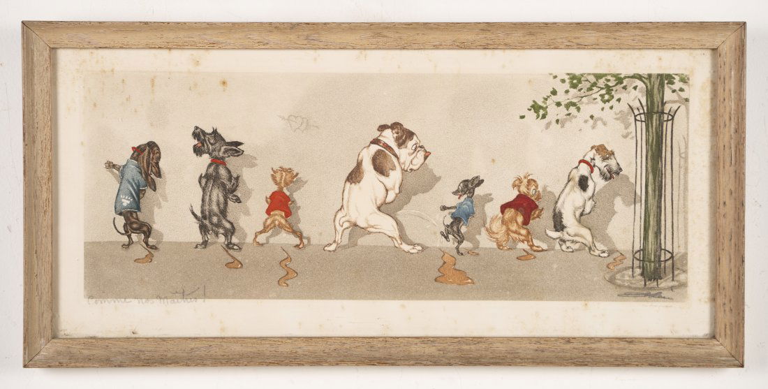Vintage Boris O'Klein Original Dog Peeing Print (1 of 5)