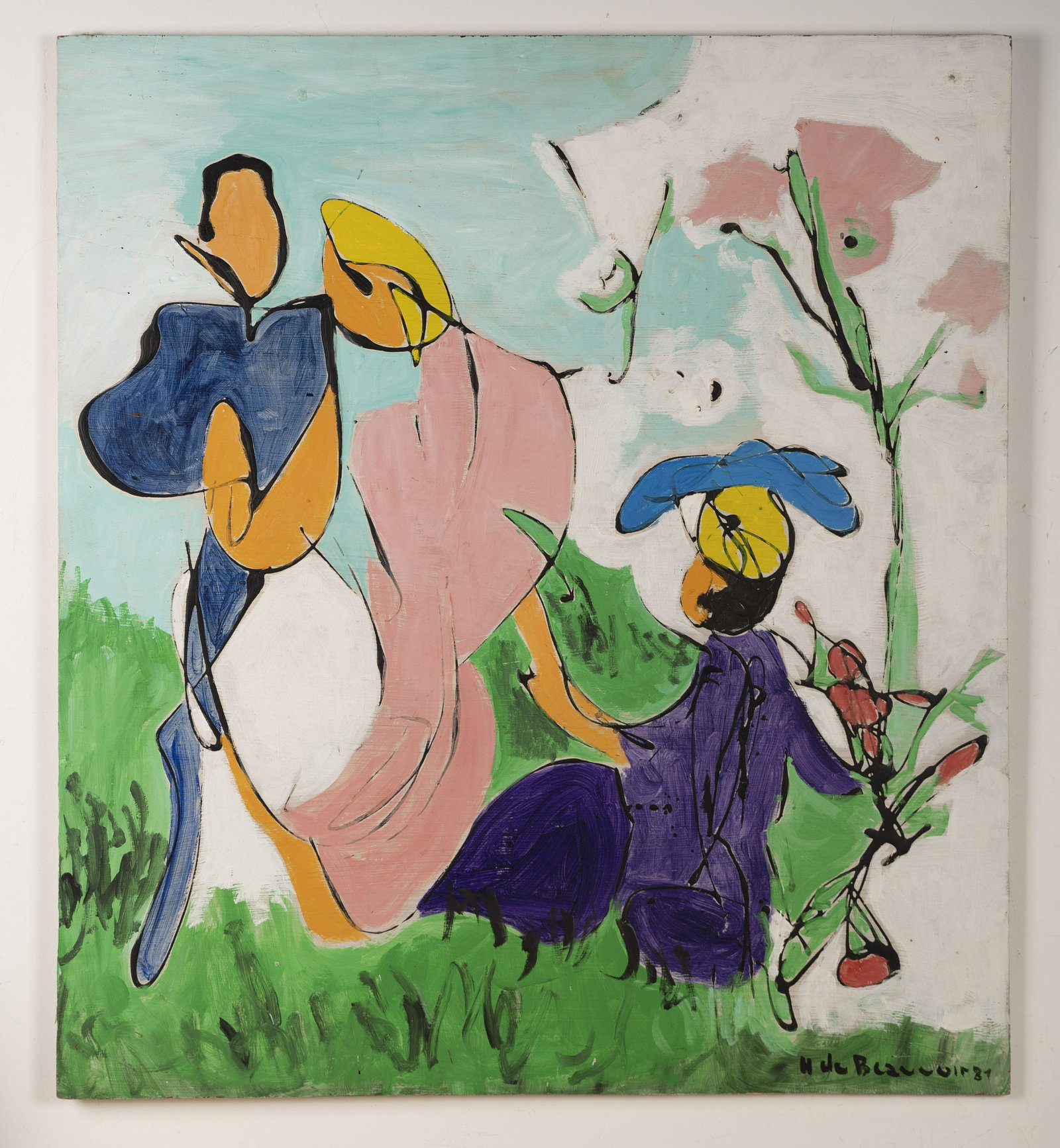 Vintage Signed Modernist Abstract Nature Oil Painting (1 of 5)