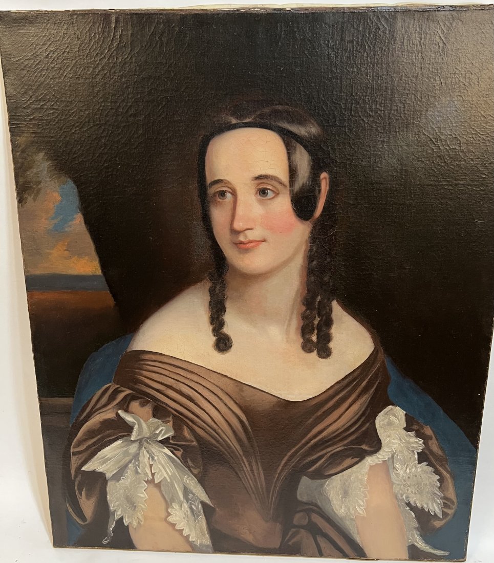 Antique American School Masterpiece Folk Art Portrait (1 of 6)