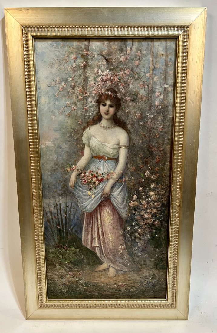 Art Nouveau Masterpiece Flower Portrait Oil Painting (1 of 8)