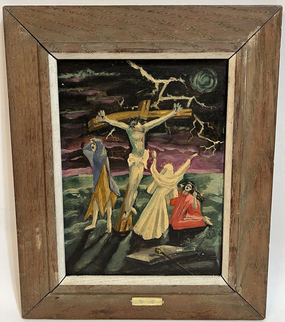 Antique Modernist Surreal Oil Painting by Angelo Pinto (1 of 6)