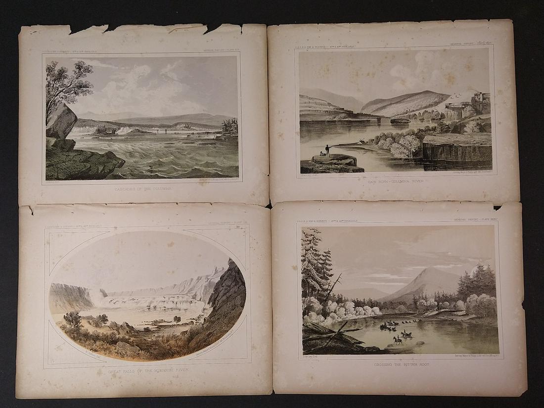 (4)Colored Lithographs Pacific Railroad Survey John Mix Stanley Gustave Sohon 10 (1 of 5)