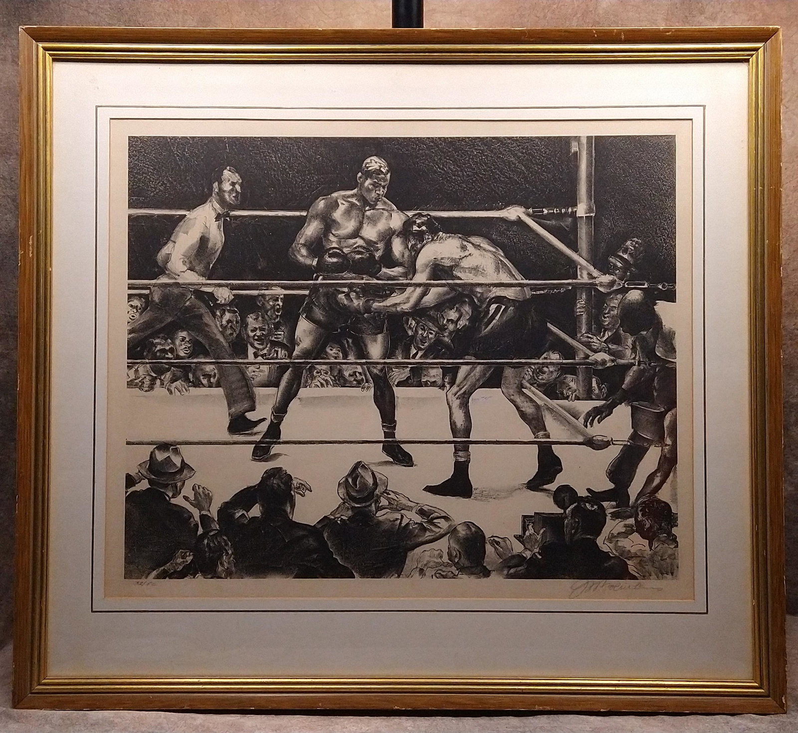 Antique Vintage Joseph Webster Golinkin WPA Boxing Scene Lithograph (1 of 3)