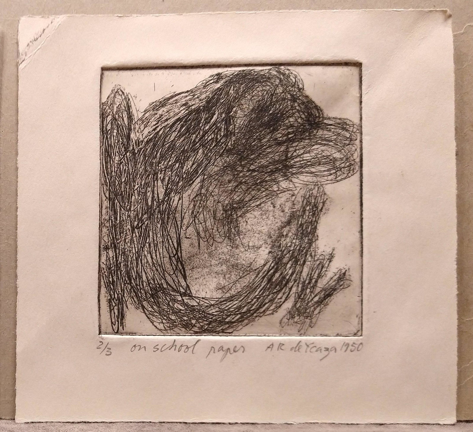 Vintage Modern Abstract Atelier 17 American Ecuador woman artist Ana Rosa De Ycaza signed (1 of 3)
