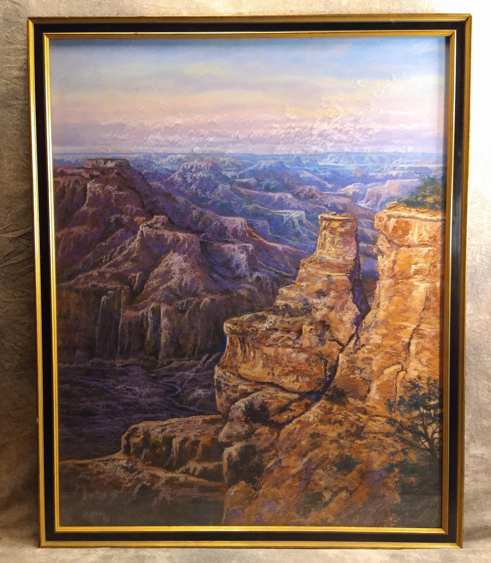 Philip Lekki American Impressionist Artist Georgia Grand Canyon Scene Signed: Philip Lekki American Impressionist Artist Georgia Grand Canyon pastel Scene Signed, dated 1993, 40 1/2 x 31 1/2" 43 x 34 1/2" framed Philip Lekki was born in New York in 1949. He became heavily influ