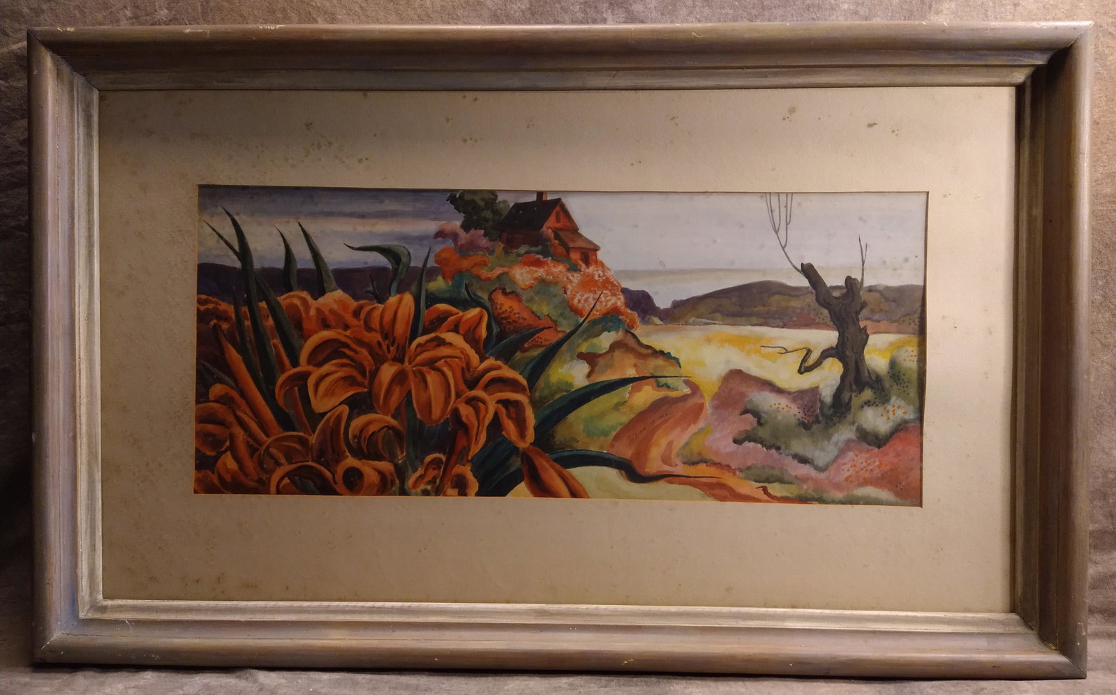 Vintage Lee Brown Coye Modern WPA Era American Artist Rare Large Original Museum Quality: Vintage Lee Brown Coye Modern WPA Era American Artist Rare Large Original Tempera, signed and dated 1944 middle , 13.x 30", 25 1/2 x 41 1/2" Framed Lee Brown Coye (July 24, 1907 – September 5, 1