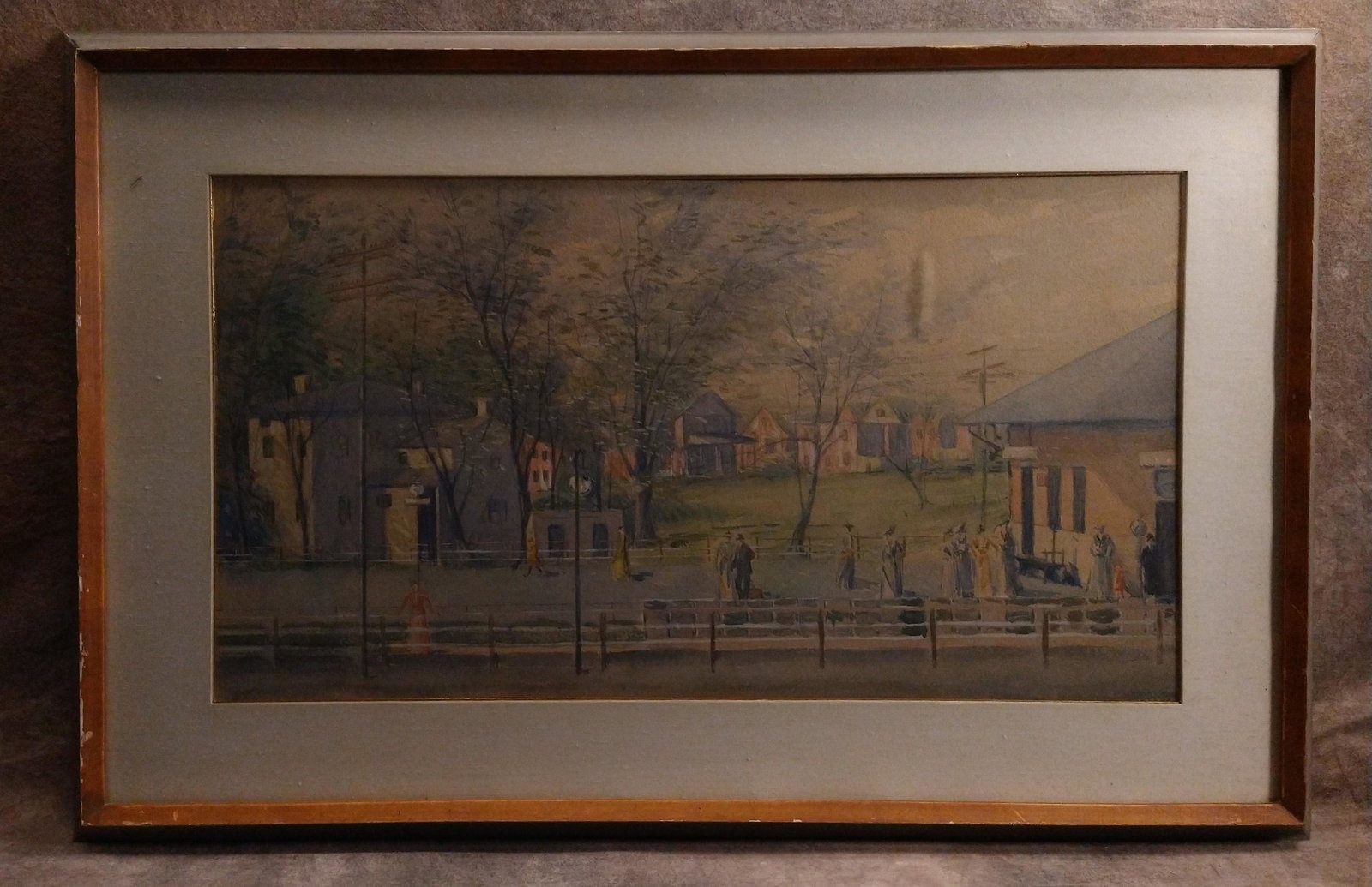 Edwin F. Droughman American Artist Impressionist Pennsylvania Original Vintage: Edwin F. Droughman American Artist Impressionist Pennsylvania Original Vintage watercolor signed lower left, 15 1/2 x 28 1/2", 24 1/2 x 37 1/2" Framed The artist was a Pennsylvania Academy of Fine Art