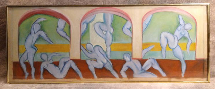 Modernist Pastel atributed to Zarina Hashmi New York India Artist original art, pastel sgned lower: Modernist Pastel atributed to Zarina Hashmi New York India Artist original art."Zarina Hashmi, Artist of a World in Search of Home, Dies at 82," Online obituary, The New York Times, by Holland Cotter,