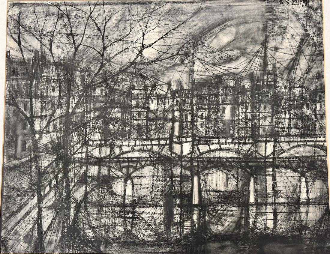 Bruno Zupan French Slovanian Artist School of Paris Abstract Signed: Bruno Zupan French Slovanian Artist School of Paris Abstract Signed, signed upper right, mixed-media, 23 x 29" image, 27 x 33" mat.Bruno Zupan, born in Slovenia in 1939, has spent his life in the purs