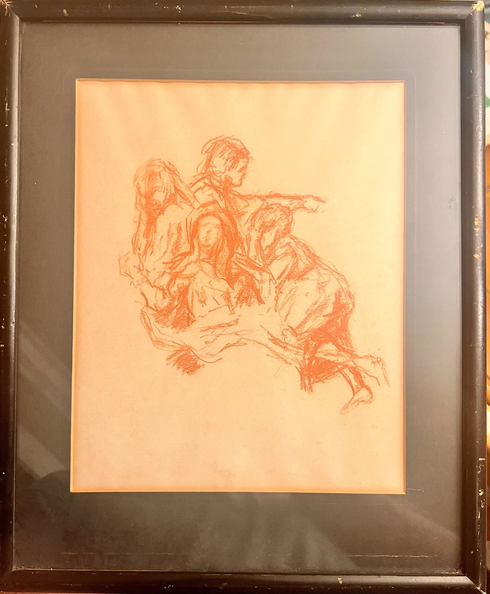 Attributed to John Singer Sargent American Impressionist Artist sanguine drawing: Attributed to John Singer Sargent American Impressionist Artist sanguine drawing, 9 7/8 x 7 7/8" sight, 14 1/4 x 11 3/4" framed.Recognized as the leading portraitist in England and the United States a