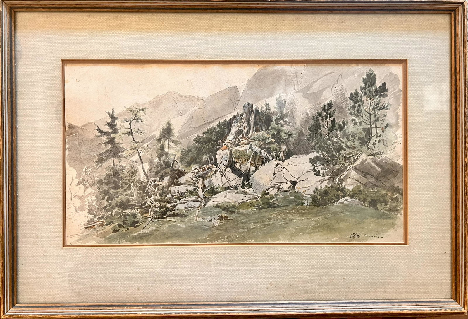 Otto Peters Austrian Hungarian Artist Antique Watercolor signed: Otto Peters Austrian Artist Antique Watercolor signed , 10 x 18 1/2" image, 18 x 26 1/2" framed. Otto Seraphim Peters(1858 Budapest - 1908 Vienna) was a well-known Austrian landscape painter of the la