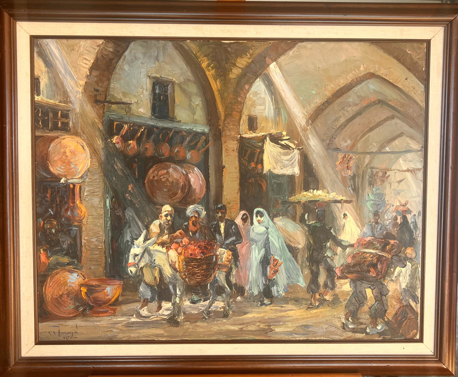 R.A. Hayrapetian Iranian Postwar artist original oil Painting rare signed: R.A. Hayrapetian Iranian Postwar artist original oil Painting rare, O/C, SLL, dated 1960, Tehran, 21 1/2 x 28", 27 x 33 1/2" framed Arthur Hayrapetian was the founder of "Damon's Art Studio", also kno