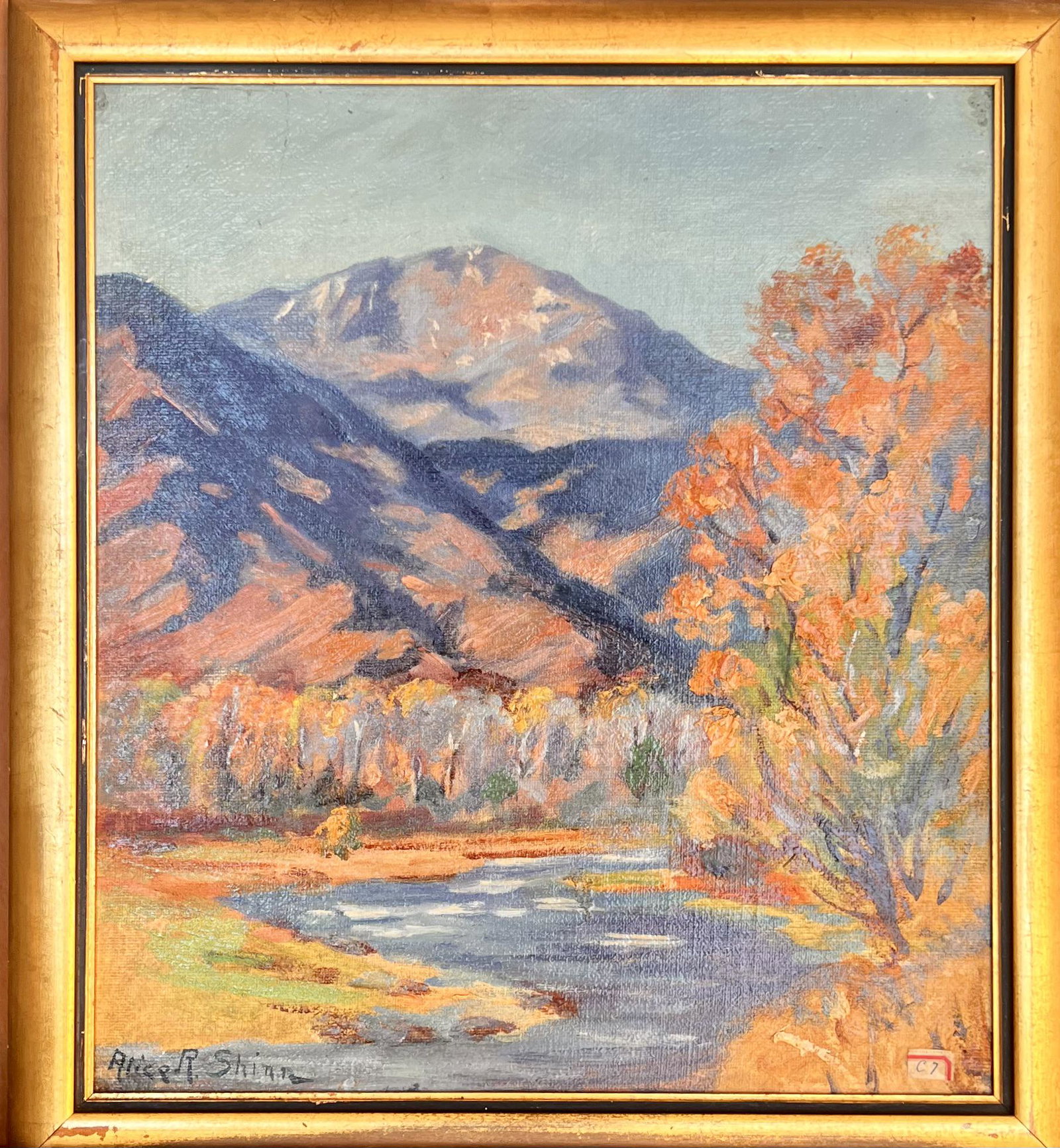 Alice R. Shinn Antique American Artist Early Colorado Impressionist Exhibited #1: Alice R. Shinn Antique American Artist Early Colorado Impressionist Exhibited, O/B, SLL, exhibition number LR, 16 x 18", 18 1/2 x 20 1/2" framed. Alice Shinn was an early collector and friend of both 