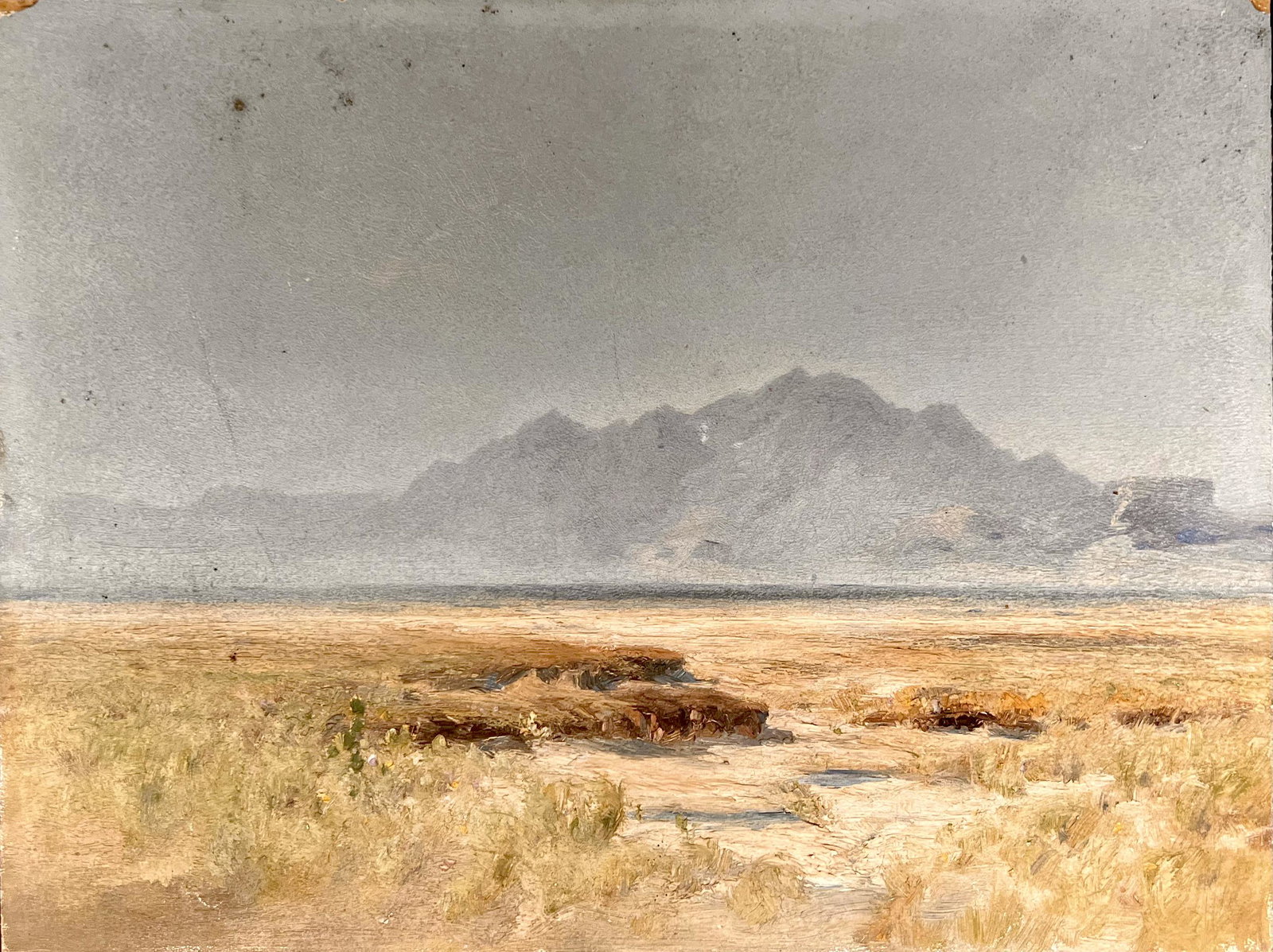 Antique early 20th Century American Impressionist Western Scene Oil Painting: Antique early 20th Century American Impressionist Western Scene Oil Painting, O/B, signature not apparent, 9 1/4 x 12 1/4