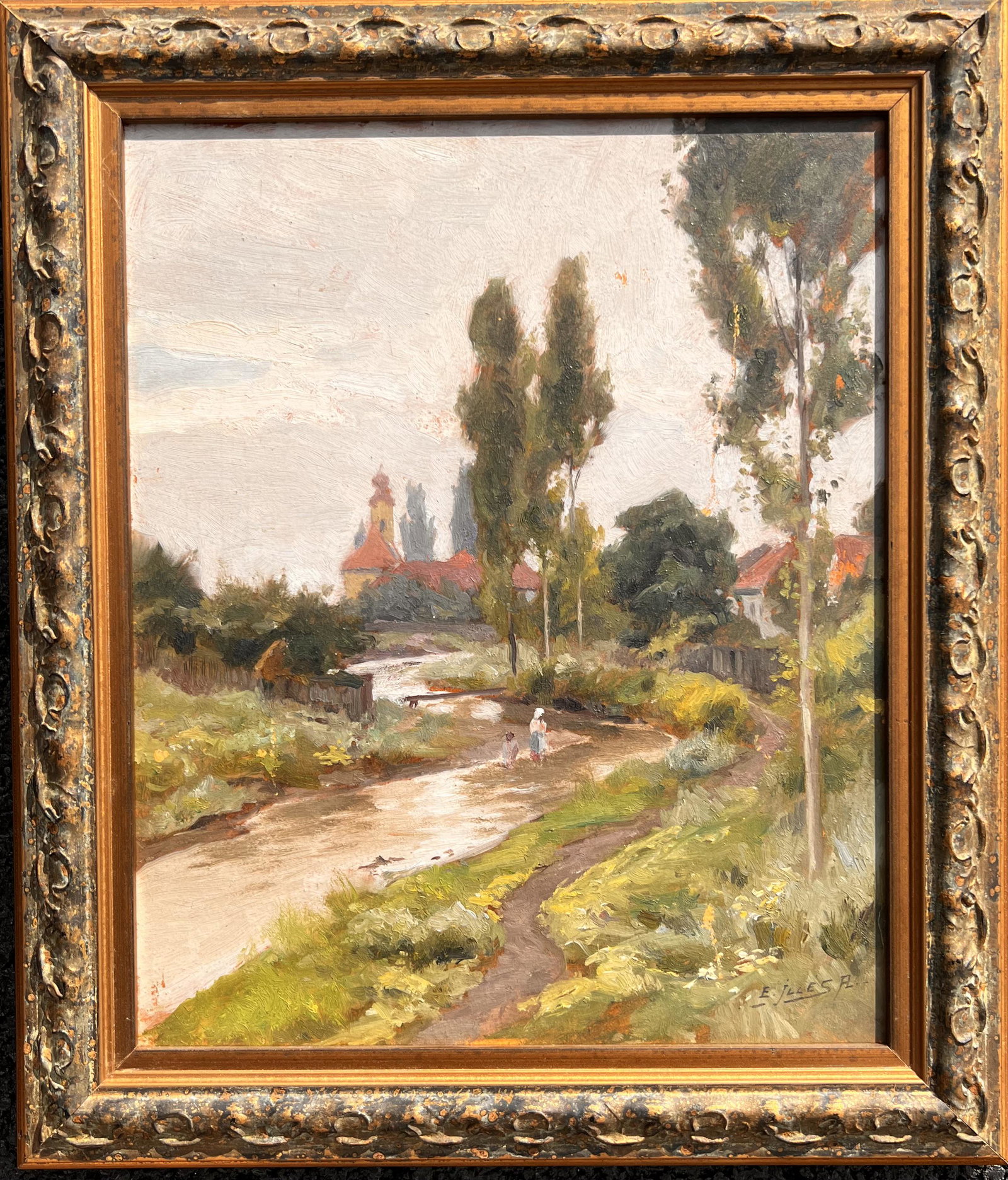 Antique Hungarian Impressionist Oil Painting Aladar Edvi-Illes Signed: Antique Hungarian Impressionist Oil Painting Aladar Edvi-Illes Signed, O/B, SLR, 11 1/2 x 9 1/2" board, 14 1/2 x 12 1/2" framed Aladar Edvi-Illes (1870 - 1958) was active/lived in Hungary. Aladar Edvi